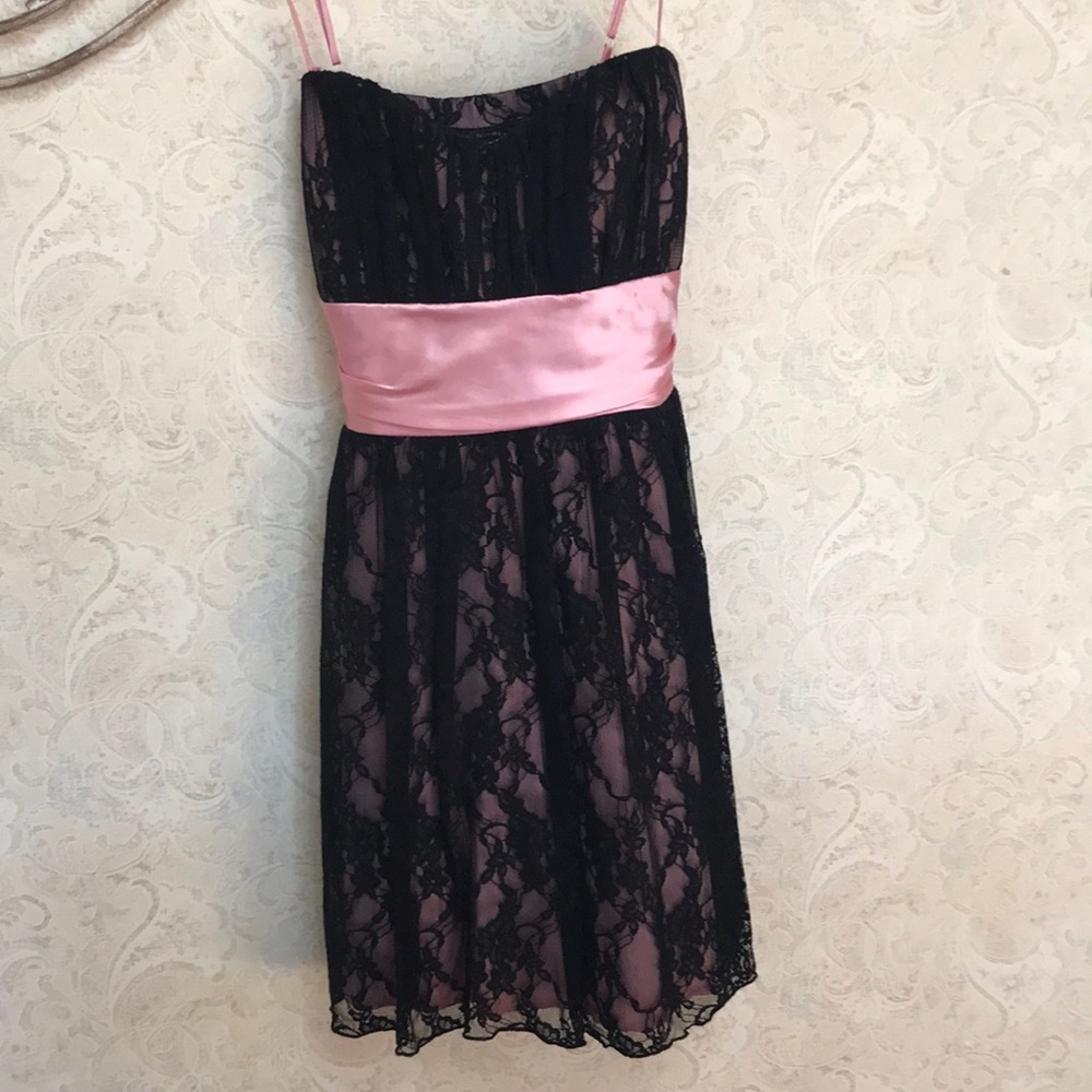Pink and Black Lace Dress